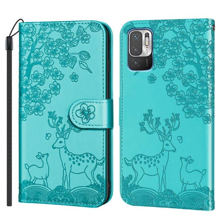 For Xiaomi Redmi Note 10 5G Sika Deer Embossing Pattern Horizontal Flip PU Leather Case with Holder & Card Slot & Wallet & Photo Frame