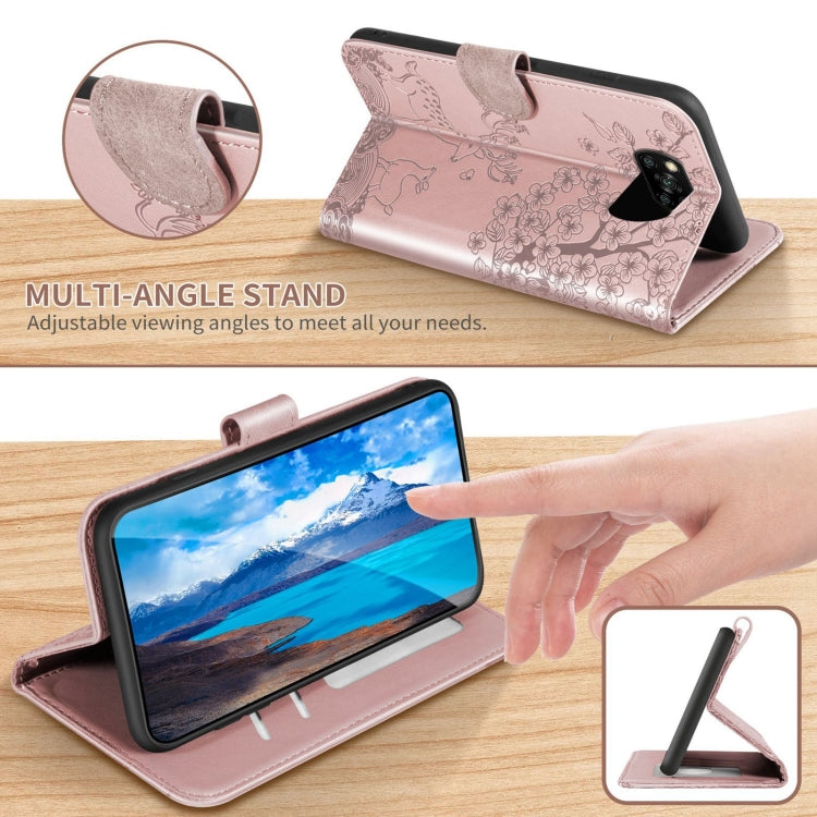 For Xiaomi Poco X3 Sika Deer Embossing Pattern Horizontal Flip PU Leather Case with Holder & Card Slot & Wallet & Photo Frame