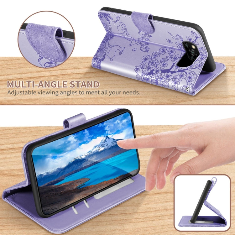 For Xiaomi Poco X3 Sika Deer Embossing Pattern Horizontal Flip PU Leather Case with Holder & Card Slot & Wallet & Photo Frame