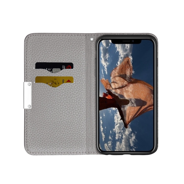 For iPhone X Litchi Texture Horizontal Flip Leather Case with Holder & Card Slots