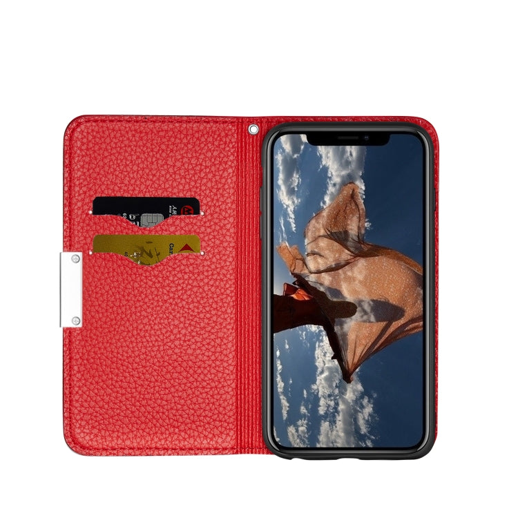 For iPhone X Litchi Texture Horizontal Flip Leather Case with Holder & Card Slots