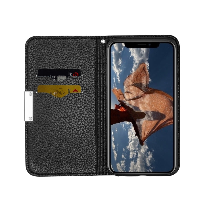 For iPhone XS Max Litchi Texture Horizontal Flip Leather Case with Holder & Card Slots