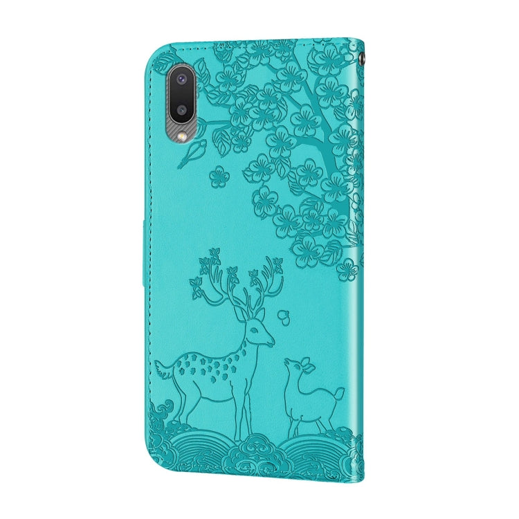 For Samsung Galaxy A02 EU Version Sika Deer Embossing Pattern Horizontal Flip PU Leather Case with Holder & Card Slot & Wallet & Photo Frame