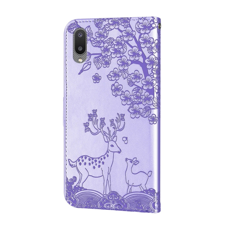 For Samsung Galaxy A02 EU Version Sika Deer Embossing Pattern Horizontal Flip PU Leather Case with Holder & Card Slot & Wallet & Photo Frame