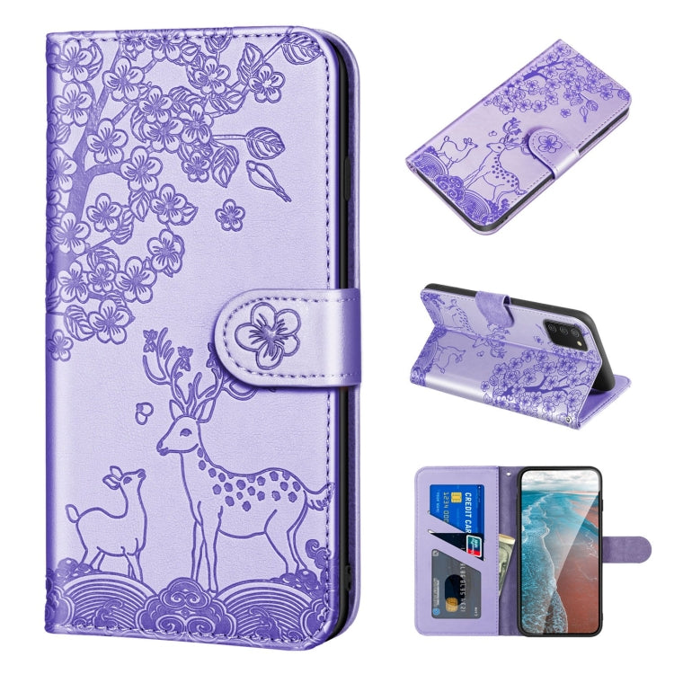 For Samsung Galaxy A03s 164mm Sika Deer Embossing Pattern Horizontal Flip PU Leather Case with Holder & Card Slot & Wallet & Photo Frame