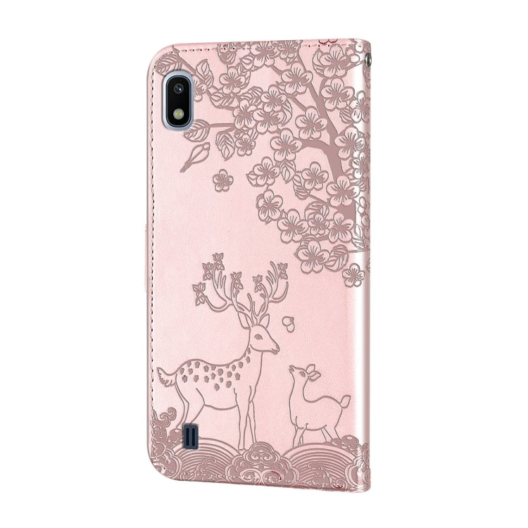 For Samsung Galaxy A10 Sika Deer Embossing Pattern Horizontal Flip PU Leather Case with Holder & Card Slot & Wallet & Photo Frame