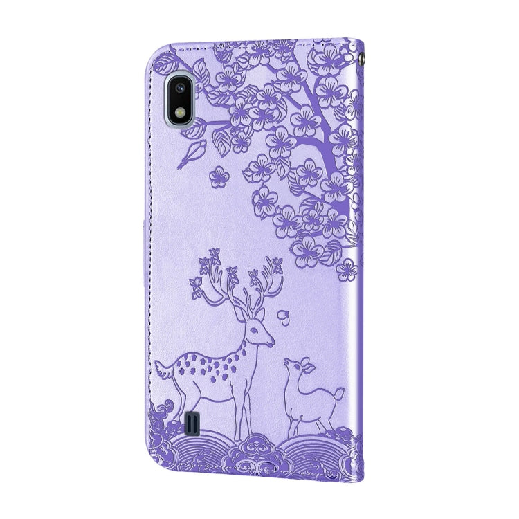 For Samsung Galaxy A10 Sika Deer Embossing Pattern Horizontal Flip PU Leather Case with Holder & Card Slot & Wallet & Photo Frame