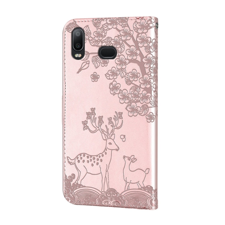 For Samsung Galaxy A10s/M10s Sika Deer Embossing Pattern Horizontal Flip PU Leather Case with Holder & Card Slot & Wallet & Photo Frame