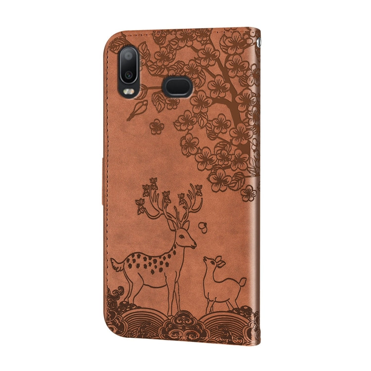 For Samsung Galaxy A10s/M10s Sika Deer Embossing Pattern Horizontal Flip PU Leather Case with Holder & Card Slot & Wallet & Photo Frame