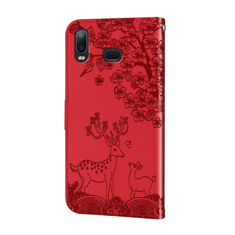For Samsung Galaxy A10s/M10s Sika Deer Embossing Pattern Horizontal Flip PU Leather Case with Holder & Card Slot & Wallet & Photo Frame