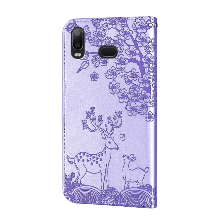 For Samsung Galaxy A10s/M10s Sika Deer Embossing Pattern Horizontal Flip PU Leather Case with Holder & Card Slot & Wallet & Photo Frame