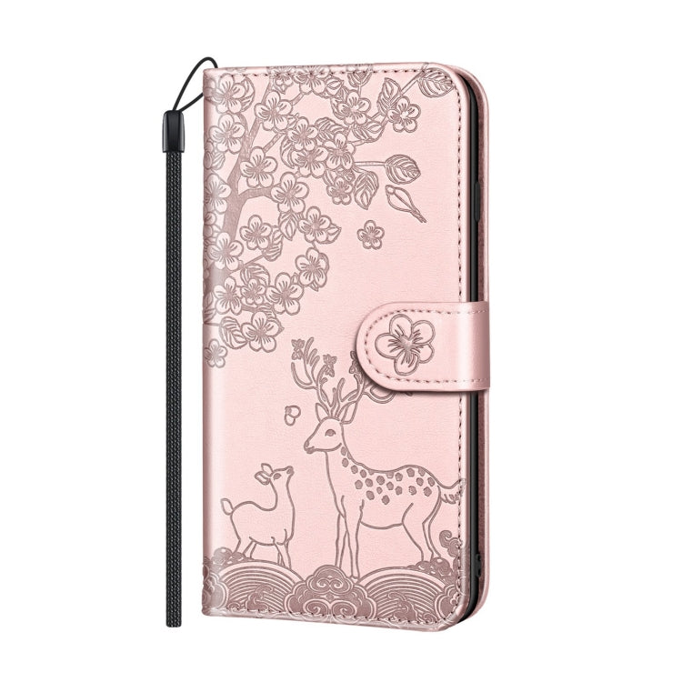 For Samsung Galaxy A20s Sika Deer Embossing Pattern Horizontal Flip PU Leather Case with Holder & Card Slot & Wallet & Photo Frame