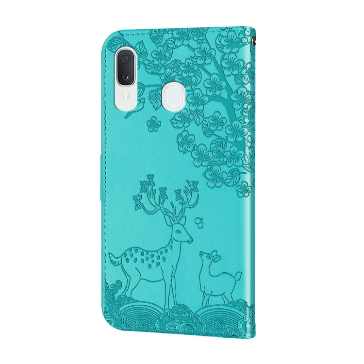 For Samsung Galaxy A40 Sika Deer Embossing Pattern Horizontal Flip PU Leather Case with Holder & Card Slot & Wallet & Photo Frame