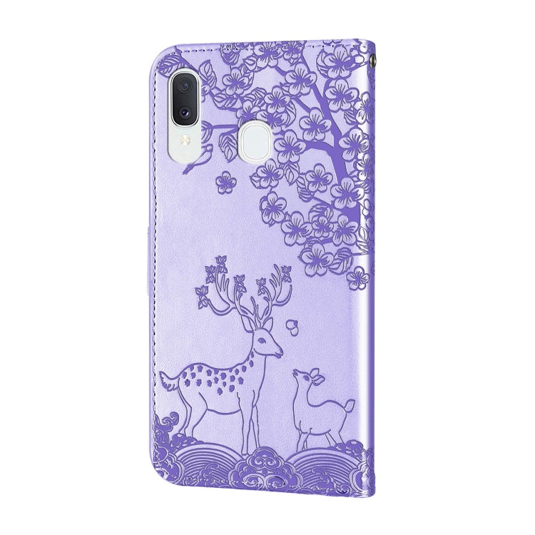 For Samsung Galaxy A40 Sika Deer Embossing Pattern Horizontal Flip PU Leather Case with Holder & Card Slot & Wallet & Photo Frame