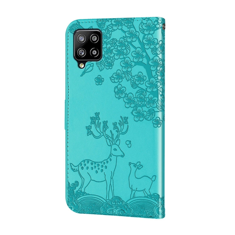 For Samsung Galaxy A42 5G Sika Deer Embossing Pattern Horizontal Flip PU Leather Case with Holder & Card Slot & Wallet & Photo Frame
