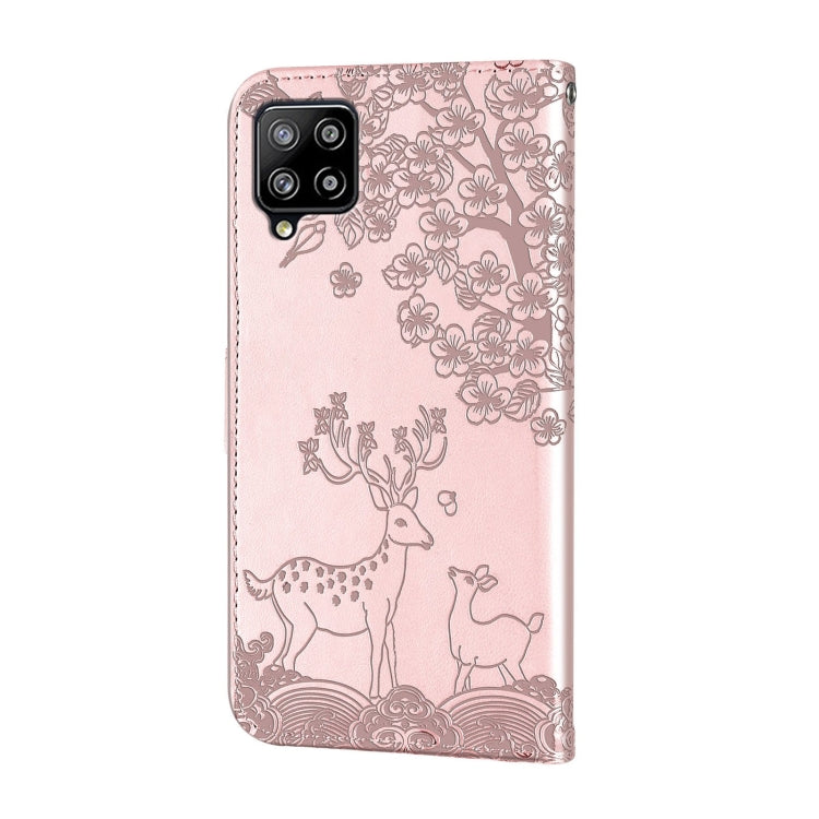 For Samsung Galaxy A42 5G Sika Deer Embossing Pattern Horizontal Flip PU Leather Case with Holder & Card Slot & Wallet & Photo Frame