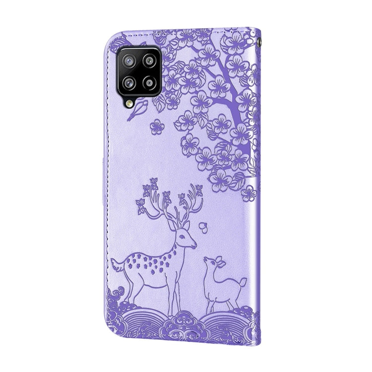 For Samsung Galaxy A42 5G Sika Deer Embossing Pattern Horizontal Flip PU Leather Case with Holder & Card Slot & Wallet & Photo Frame