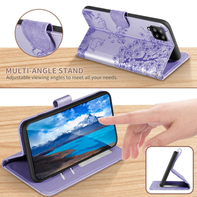 For Samsung Galaxy A42 5G Sika Deer Embossing Pattern Horizontal Flip PU Leather Case with Holder & Card Slot & Wallet & Photo Frame