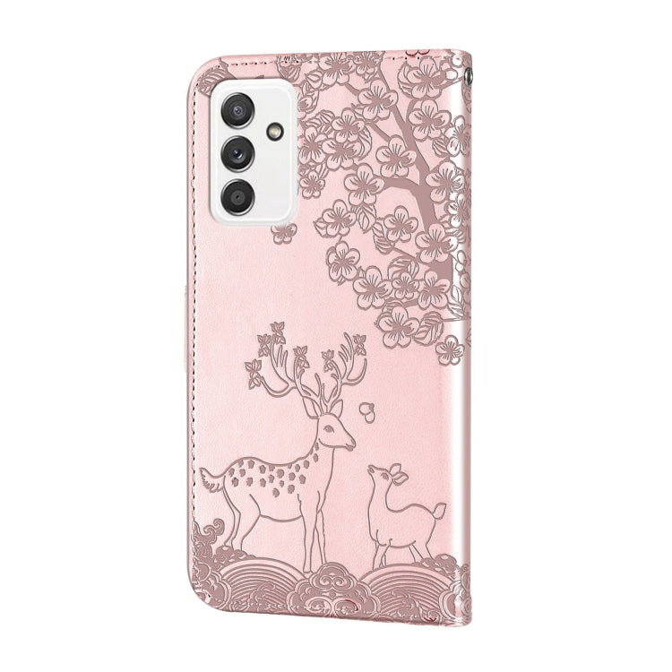 For Samsung Galaxy A82 5G Sika Deer Embossing Pattern Horizontal Flip PU Leather Case with Holder & Card Slot & Wallet & Photo Frame
