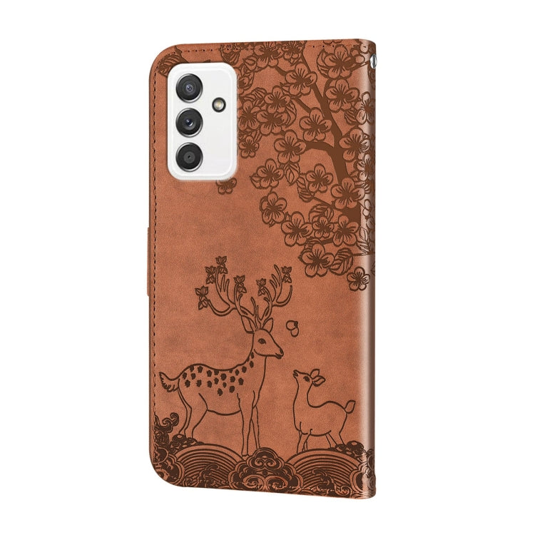 For Samsung Galaxy A82 5G Sika Deer Embossing Pattern Horizontal Flip PU Leather Case with Holder & Card Slot & Wallet & Photo Frame