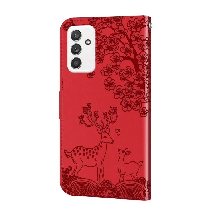 For Samsung Galaxy A82 5G Sika Deer Embossing Pattern Horizontal Flip PU Leather Case with Holder & Card Slot & Wallet & Photo Frame