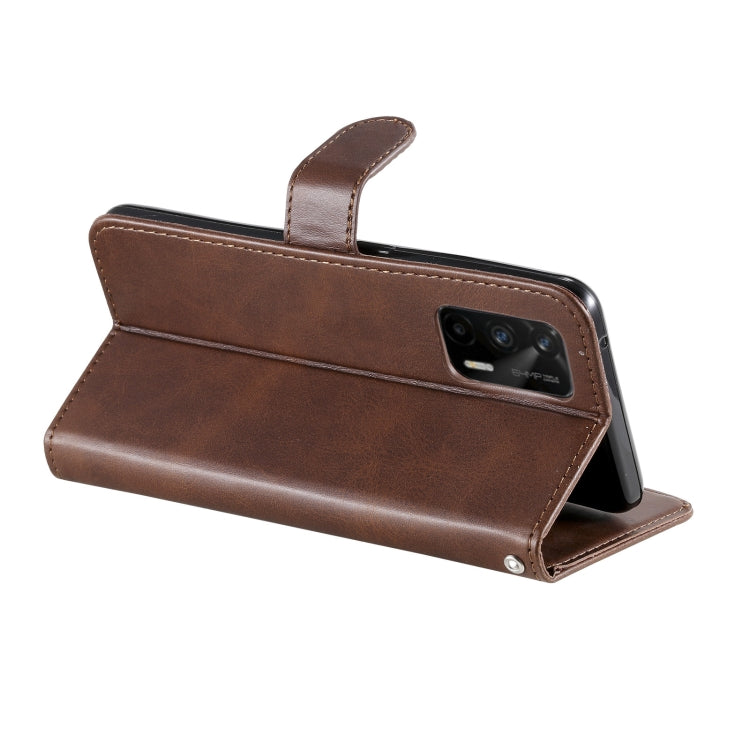 For OPPO Realme GT 5G Fashion Calf Texture Zipper Horizontal Flip Leather Case with Stand & Card Slots & Wallet Function