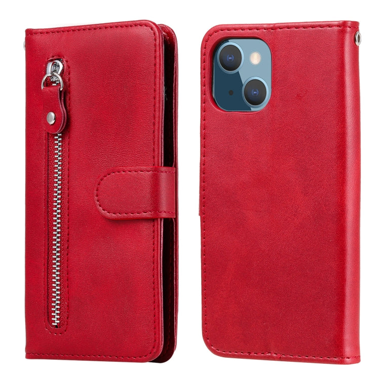 For iPhone 13 mini Fashion Calf Texture Zipper Horizontal Flip Leather Case with Stand & Card Slots & Wallet Function