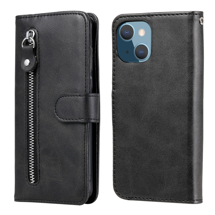 For iPhone 13 mini Fashion Calf Texture Zipper Horizontal Flip Leather Case with Stand & Card Slots & Wallet Function