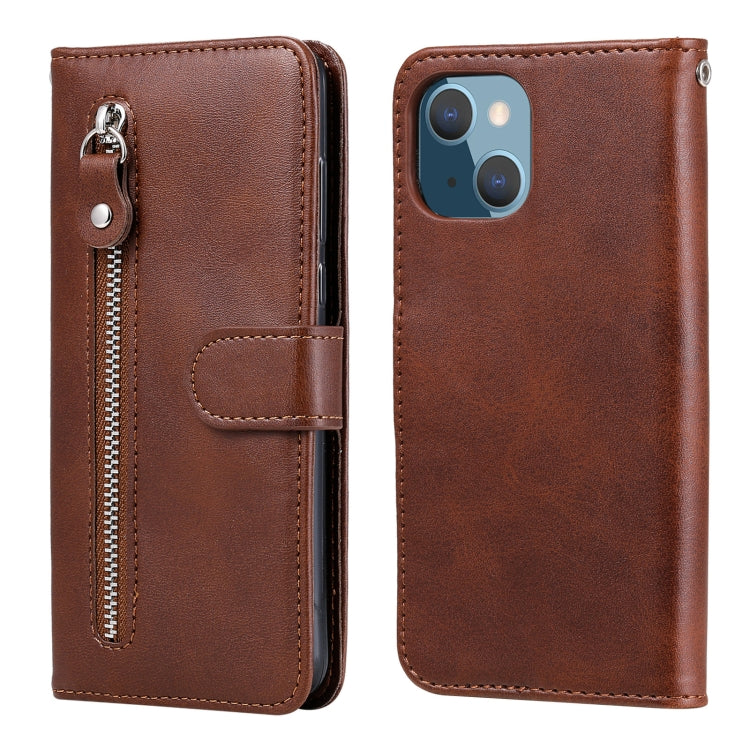 For iPhone 13 mini Fashion Calf Texture Zipper Horizontal Flip Leather Case with Stand & Card Slots & Wallet Function