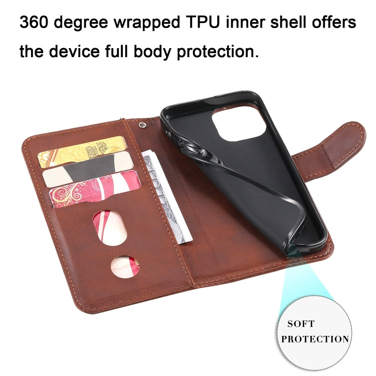 For iPhone 13 mini Fashion Calf Texture Zipper Horizontal Flip Leather Case with Stand & Card Slots & Wallet Function