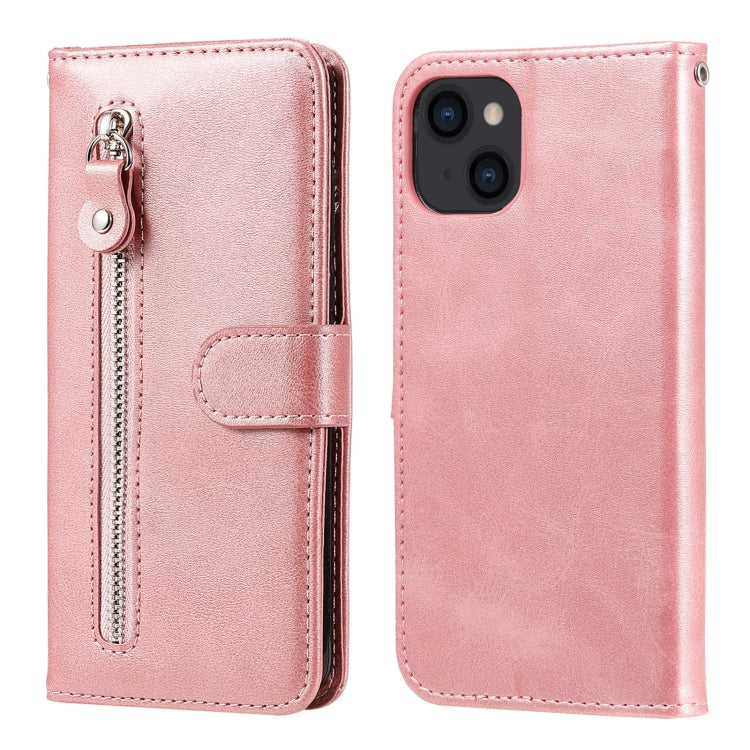 For iPhone 13 Fashion Calf Texture Zipper Horizontal Flip Leather Case with Stand & Card Slots & Wallet Function