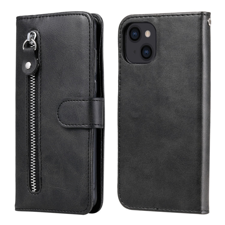 For iPhone 13 Fashion Calf Texture Zipper Horizontal Flip Leather Case with Stand & Card Slots & Wallet Function