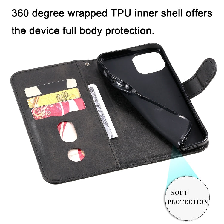 For iPhone 13 Fashion Calf Texture Zipper Horizontal Flip Leather Case with Stand & Card Slots & Wallet Function