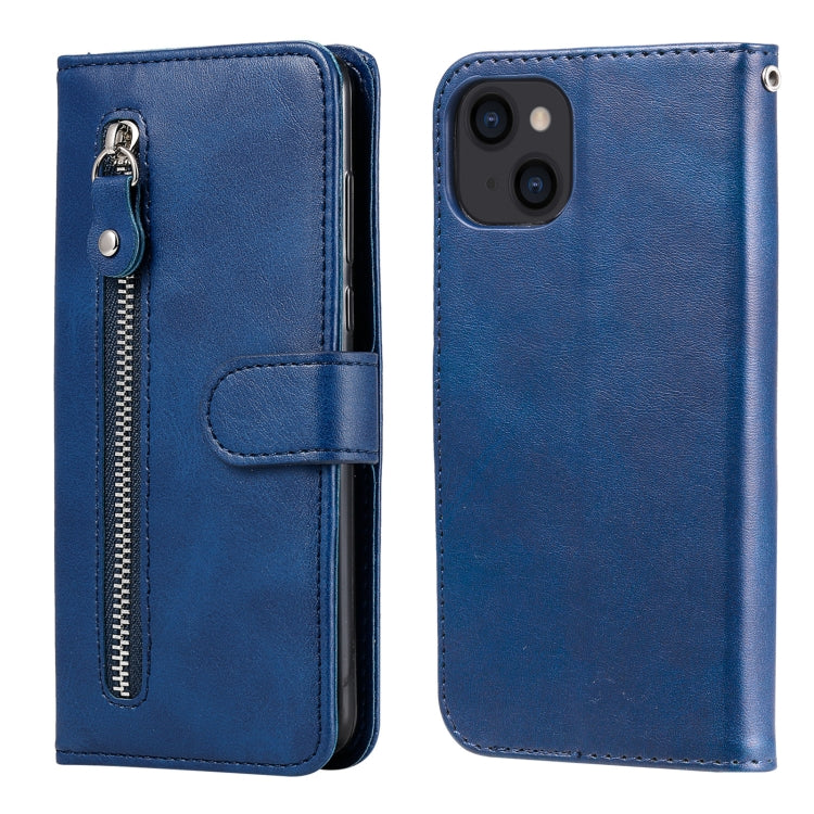 For iPhone 13 Fashion Calf Texture Zipper Horizontal Flip Leather Case with Stand & Card Slots & Wallet Function