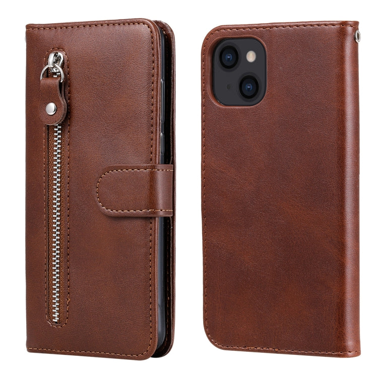 For iPhone 13 Fashion Calf Texture Zipper Horizontal Flip Leather Case with Stand & Card Slots & Wallet Function