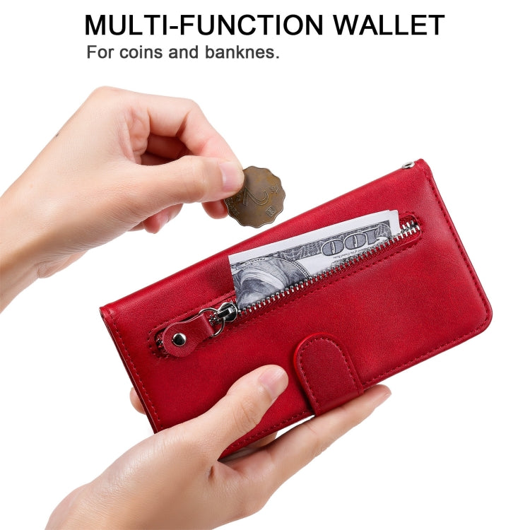 For iPhone 13 Pro Fashion Calf Texture Zipper Horizontal Flip Leather Case with Stand & Card Slots & Wallet Function