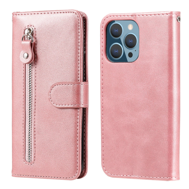 For iPhone 13 Pro Fashion Calf Texture Zipper Horizontal Flip Leather Case with Stand & Card Slots & Wallet Function