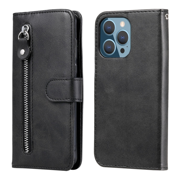 For iPhone 13 Pro Fashion Calf Texture Zipper Horizontal Flip Leather Case with Stand & Card Slots & Wallet Function