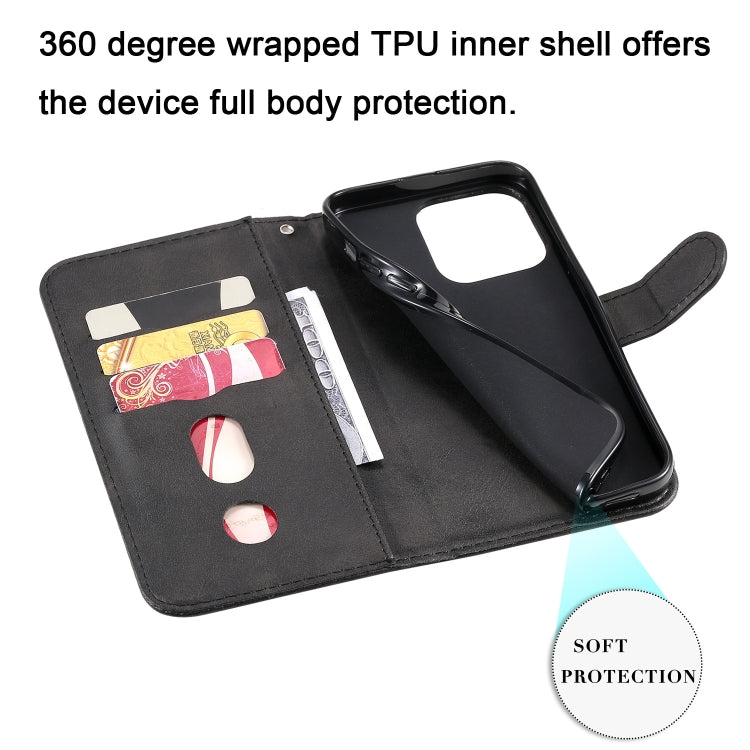 For iPhone 13 Pro Fashion Calf Texture Zipper Horizontal Flip Leather Case with Stand & Card Slots & Wallet Function