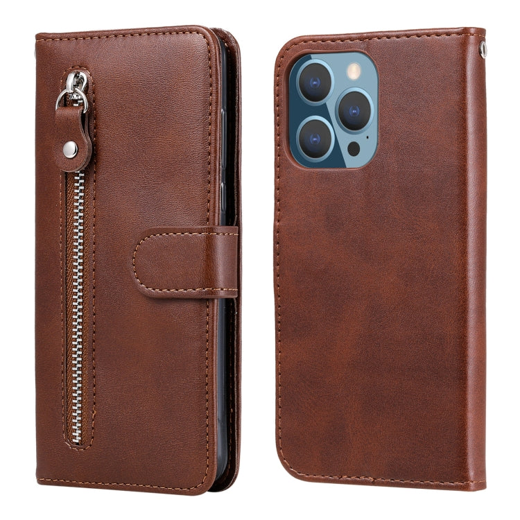 For iPhone 13 Pro Fashion Calf Texture Zipper Horizontal Flip Leather Case with Stand & Card Slots & Wallet Function
