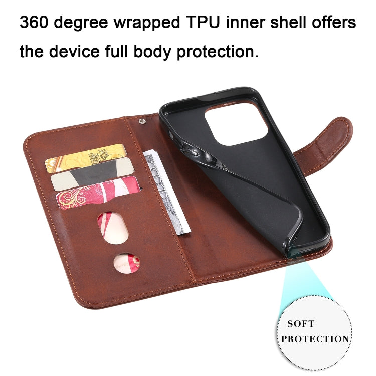 For iPhone 13 Pro Fashion Calf Texture Zipper Horizontal Flip Leather Case with Stand & Card Slots & Wallet Function