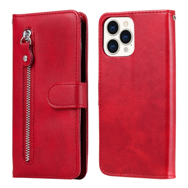 For iPhone 13 Pro Max Fashion Calf Texture Zipper Horizontal Flip Leather Case with Stand & Card Slots & Wallet Function