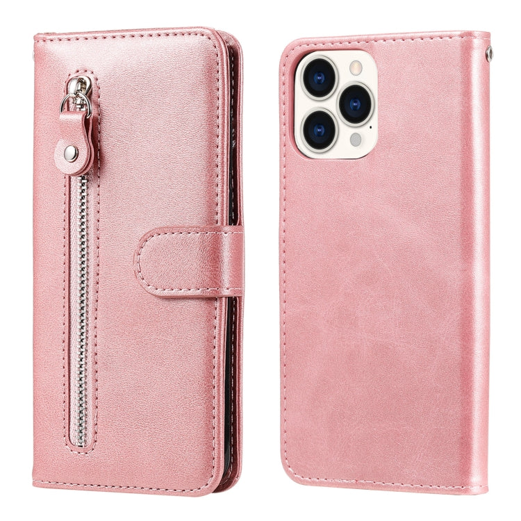For iPhone 13 Pro Max Fashion Calf Texture Zipper Horizontal Flip Leather Case with Stand & Card Slots & Wallet Function