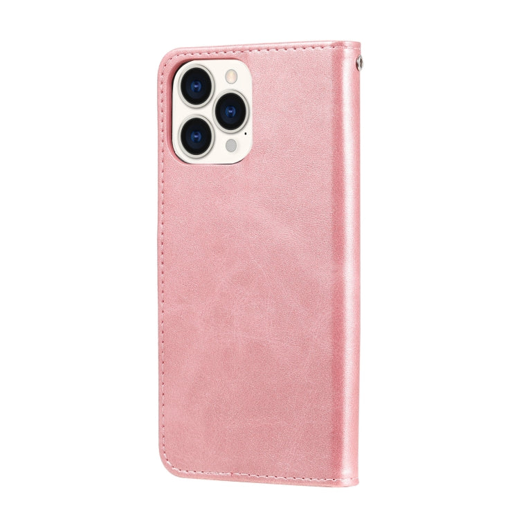 For iPhone 13 Pro Max Fashion Calf Texture Zipper Horizontal Flip Leather Case with Stand & Card Slots & Wallet Function
