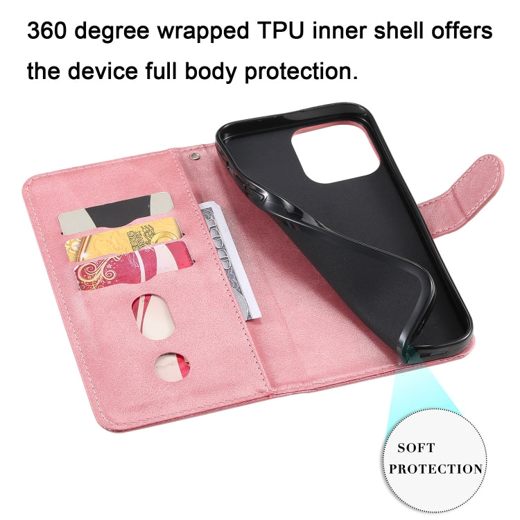 For iPhone 13 Pro Max Fashion Calf Texture Zipper Horizontal Flip Leather Case with Stand & Card Slots & Wallet Function