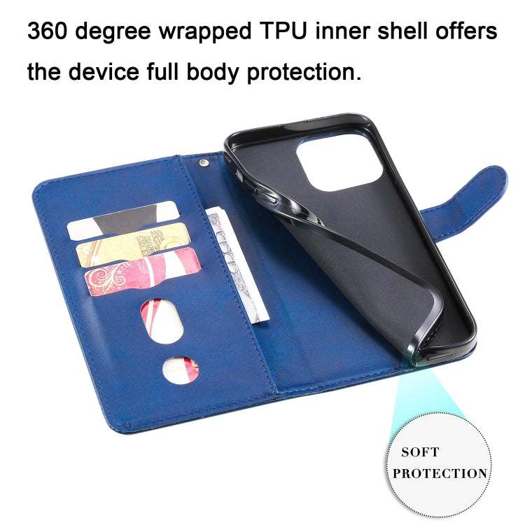 For iPhone 13 Pro Max Fashion Calf Texture Zipper Horizontal Flip Leather Case with Stand & Card Slots & Wallet Function