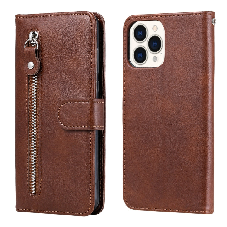 For iPhone 13 Pro Max Fashion Calf Texture Zipper Horizontal Flip Leather Case with Stand & Card Slots & Wallet Function