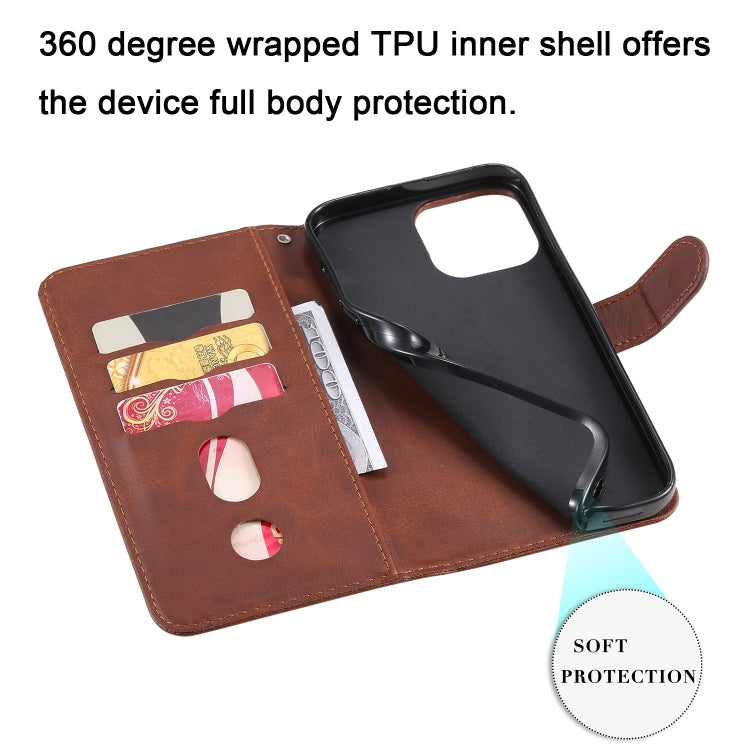 For iPhone 13 Pro Max Fashion Calf Texture Zipper Horizontal Flip Leather Case with Stand & Card Slots & Wallet Function