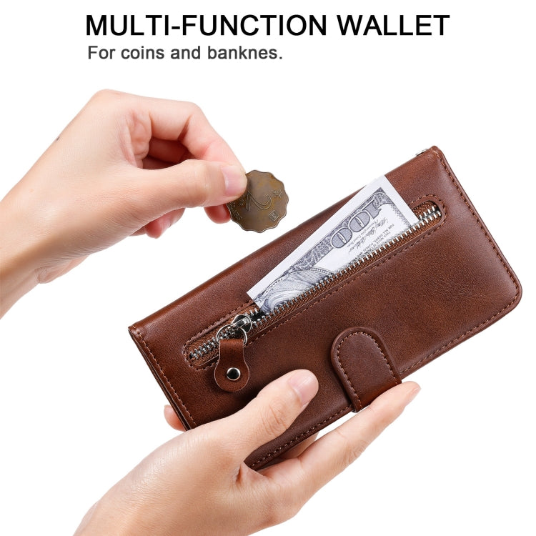 For iPhone 13 Pro Max Fashion Calf Texture Zipper Horizontal Flip Leather Case with Stand & Card Slots & Wallet Function