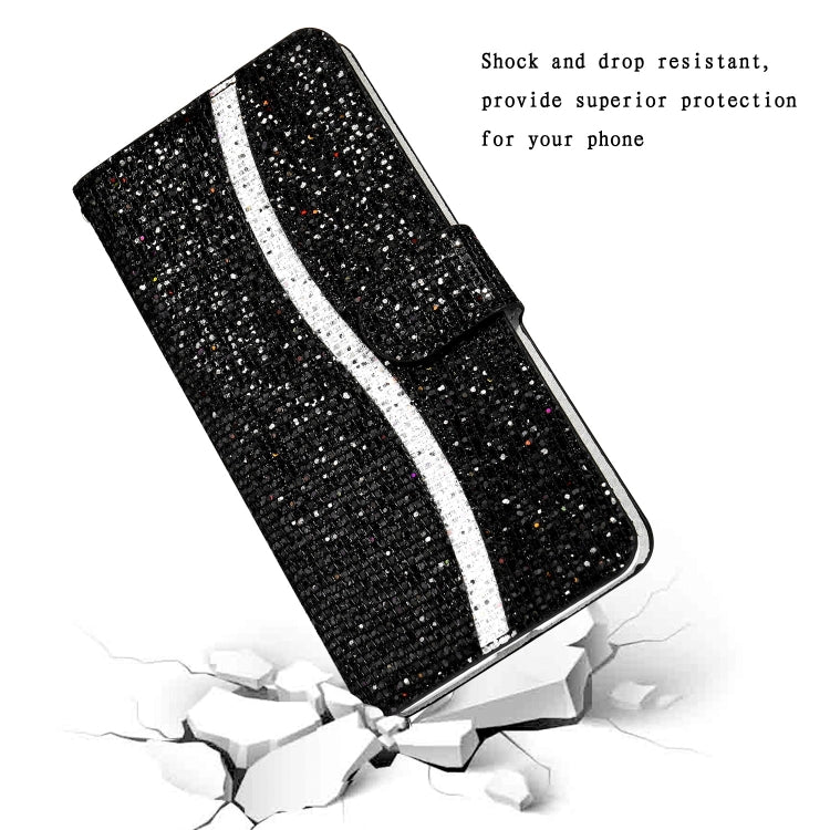 For iPhone 13 mini Glitter Powder Horizontal Flip Leather Case with Card Slots & Holder & Lanyard